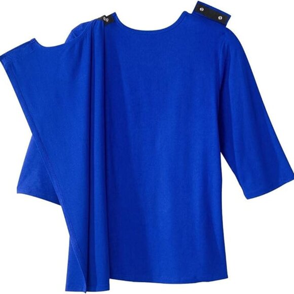 Silverts Open Back Adaptive Top 3/4 Sleeve Blue Size Small - Picture 2 of 10